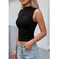 thumbnail image 4 of PRETTYGARDEN Tank Tops for Women Summer Mock Neck Ribbed Knit Slim Fitted Shirts Going Out Top Spring Fashion Clothes, 4 of 10
