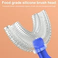 thumbnail image 3 of 2 Pieces Silicone Handheld U Shaped Toothbrushes Portable Manual Toddler Full Mouth Teeth All-Rounded Mouthpiece Gadgets Blue, Large, 3 of 9