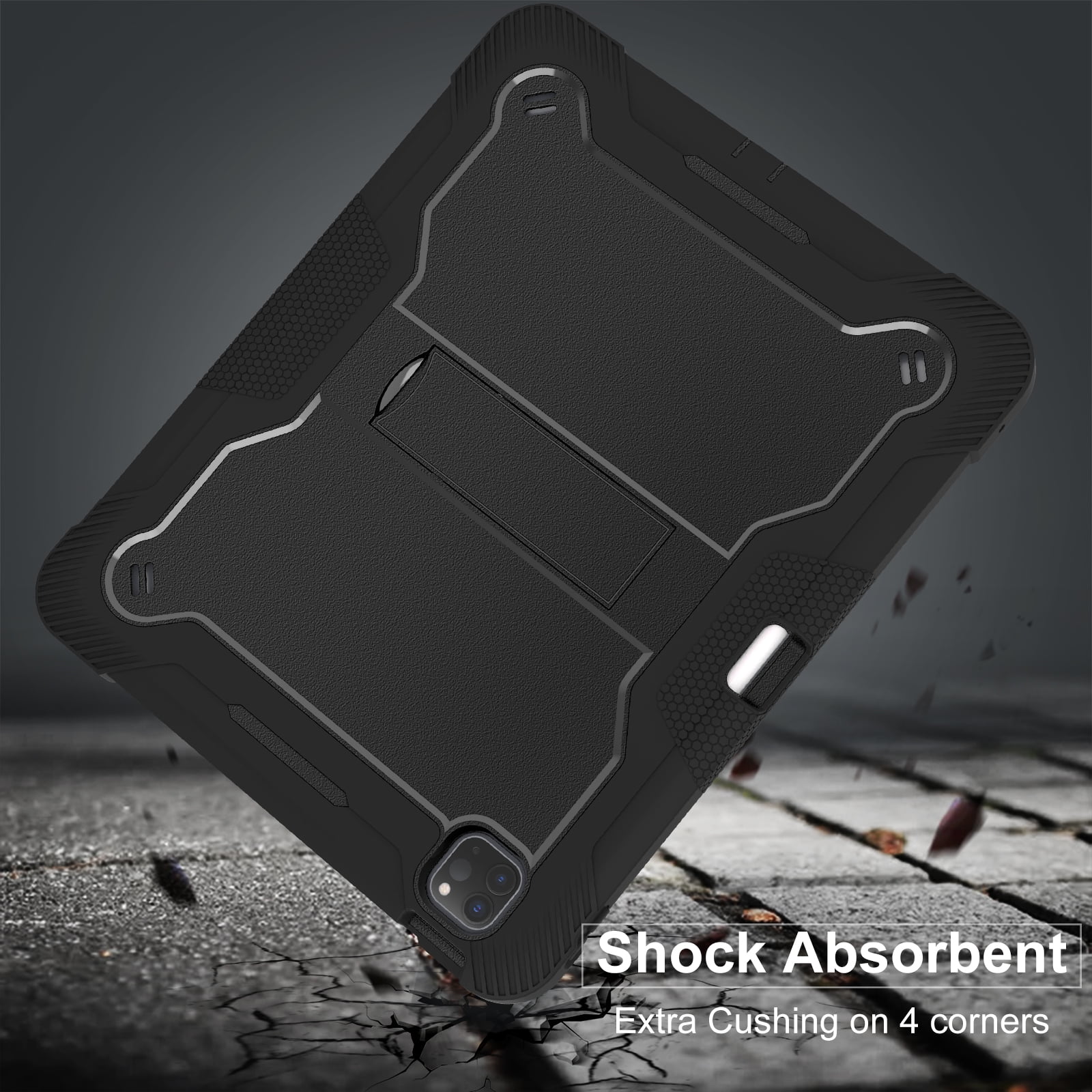 Dteck Case for iPad Pro 13 inch 2024,Heavy Duty Case 3 Layer Protection Shockproof Protective Cover Built-in Pencil Holder Kickstand for iPad Pro 13-in. (M4) 2024,Black