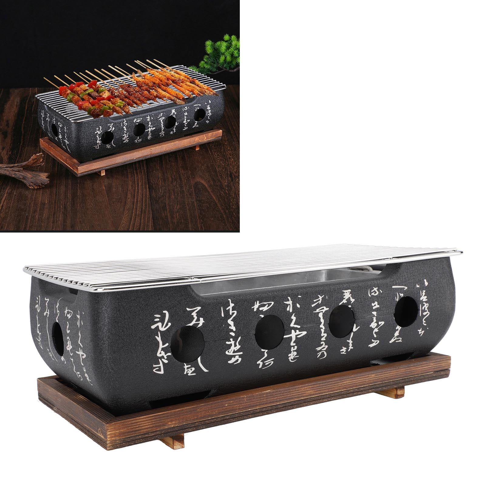 Japanese Style BBQ Grill Stove Portable Charcoal Barbecue Quick Heating Aluminium Alloy Wire Grill Base Camping Picnics