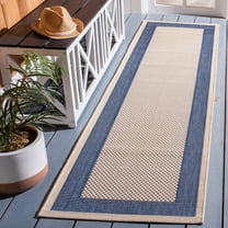 Safavieh Courtyard Justine Bordered Indoor/Outdoor Runner Rug, Beige/Navy, 2'3" x 6'7"