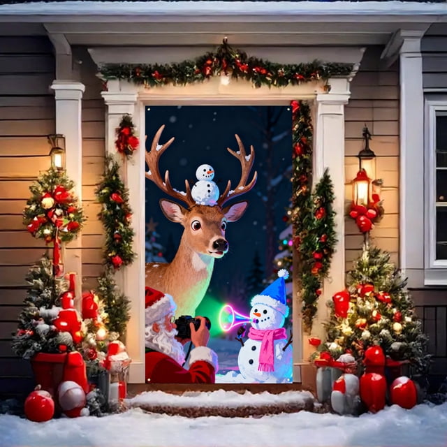 Christmas Door Cover Decoration Christmas Door Cover Door Hanging Party Decoration Door Cover Tapestry