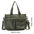 thumbnail image 2 of Bolso de mano de pana para mujer con múltiples bolsillos bolso de viaje con cremallera (verde), 2 of 9