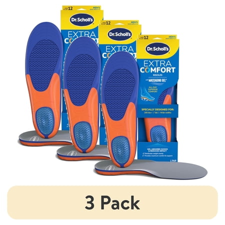 (3 pack) Dr. Scholl's® Extra Comfort All-Day Insoles with Gel, Trim to Fit , Mens Shoe Sizes 8-14, 1 Pair