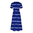 thumbnail image 4 of Ventes Aujourd'hui Liquidation Iumwxz Robes à Manches Courtes Col Rond pour Femmes Tunique Décontractée Ample Robe Longue Plissée Robe Graphique à Rayures Robes d'Été Robes Tendance pour Cadeaux de Vacances, 4 of 4