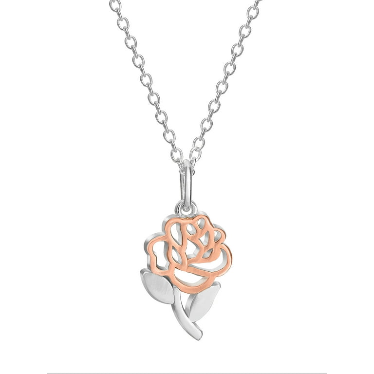 Disney beauty and deals the beast rose necklace