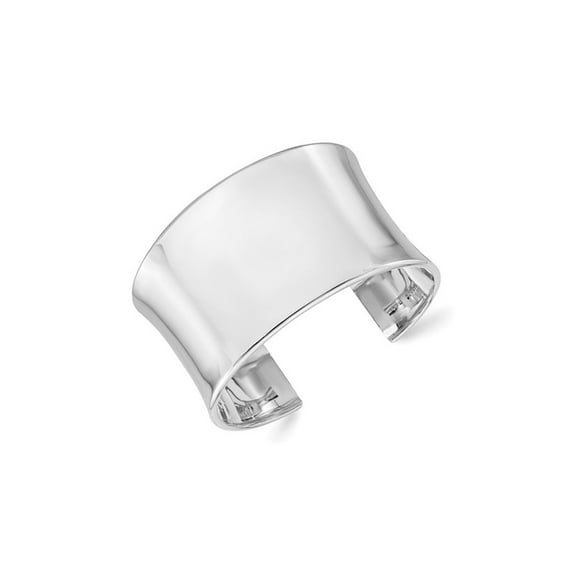 Sterling Silver Wide Polished Slip-On Cuff Bangle Bracelet
