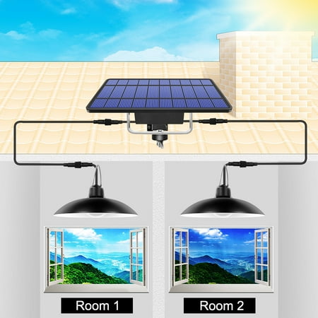 

Double Head Solar Pendant Light Outdoor Indoor
