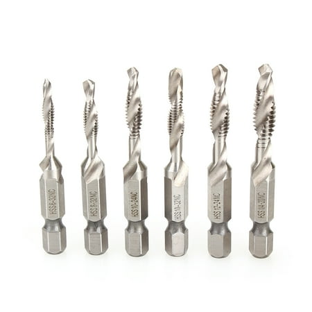 

6Pcs Hex Shank Combination Drill Bits Spiral Hex Self Tapping Drilling Screws
