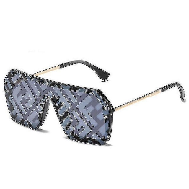 New Large Frame Trend Letter Sunglasses Personality Conjoined Watermark Lens Men And Women Fashion All-match Sunglasses