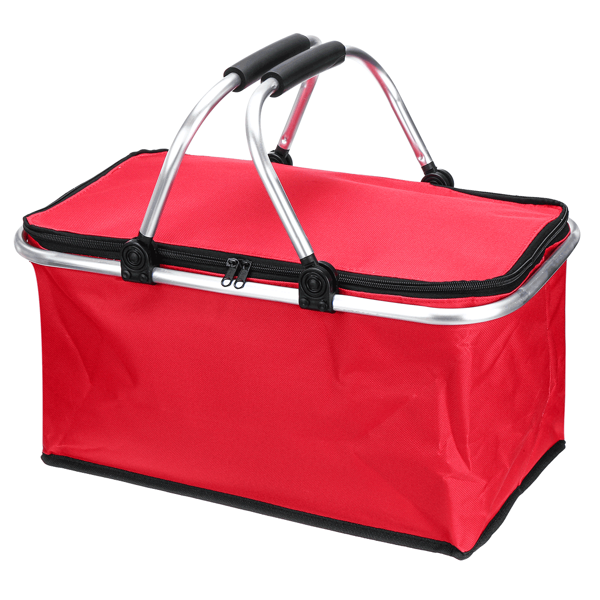 30L Large Size Insulated Heat & Cooling Picnic Basket Bag Folding Handbags Zip Waterproof Closure Basket Insulation Food Storage with Carrying Handles Camping Picnic Hiking