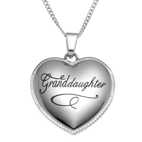 Stainless Steel Engraved "Granddaughter" Heart Pendant Necklace - Sentimental Jewelry Gift for Granddaughters