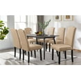thumbnail image 3 of Alden Design 6 Pieces Fabric Upholstered Parson Dining Chairs with Solid Wood Legs, Khaki, 3 of 10