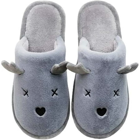 

QWZNDZG Women Cartoon Plush Slippers Cute Memory Foam Bedroom Shoes Winter Warm Faux Fur Anti-Skid House Slipper for Men Women