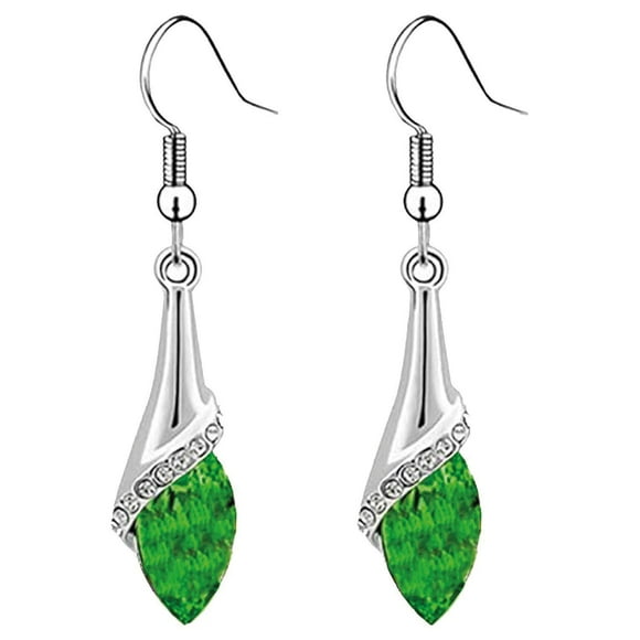 Aretes modernos Drop05 1Pza Gota de Agua Verde Metal/Circón.