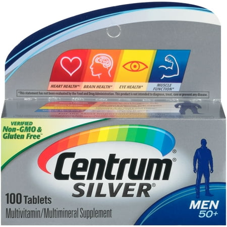 One Daily Mens 100 Tablets - Centrum Silver Men 50+ Multivitamin Tablets, 100 Ct