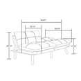 thumbnail image 6 of Modern Velvet Upholstered 2 Seater Futon Sofa Bed with Adjustable Arms and Back, Convertible Wooden Loveseat Sofa Bed with Metal Legs, Daybed for Living Room, Office, Studio, Small Space, Light Grey, 6 of 9