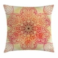 thumbnail image 1 of Red Mandala Throw Pillow Cushion Cover, Magical Spiritual Hand Drawn Bloom with Swirled Petals Oriental Retro, Decorative Square Accent Pillow Case, 20 X 20 Inches, Pink Yellow Burgundy, by Ambesonne, 1 of 1