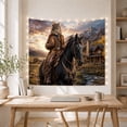 thumbnail image 5 of Lynx Cowboy on Horse in Mountain Valley by Cabin, Adventurous Surreal Art for Wildlife Fans, Western Decor, New Home Gift, Tapestry Wall Hanging for Den and Living Room, 5 of 7