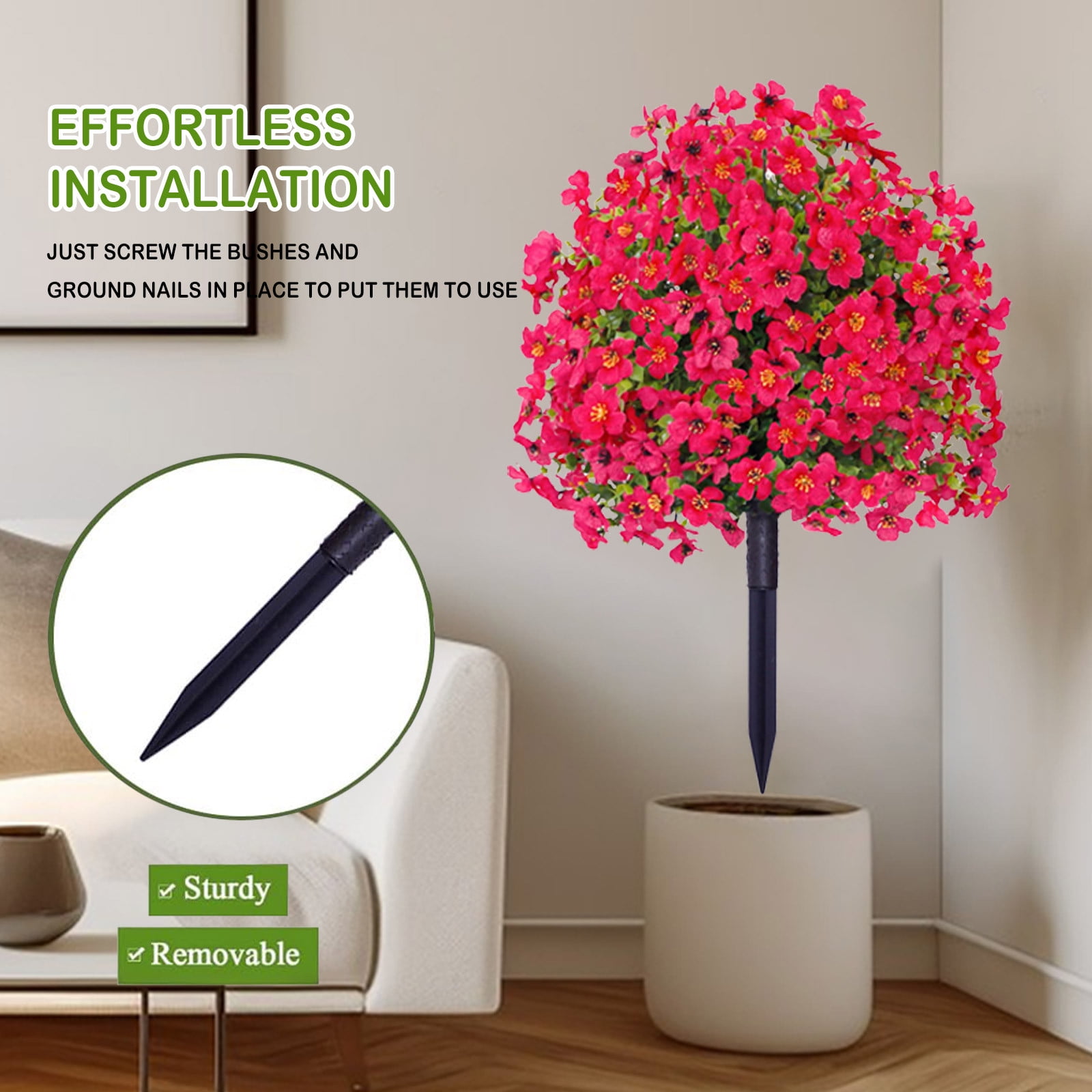 CY5O5ee 2PCS Artificial Flowers for Outdoors 23.62in Artificial SpikePlants Flowers Colorful Flowers Spring Decor for Porch Patio Home Yard Garden Window Box Pot Planters