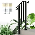 thumbnail image 1 of Outsunny 1-2 Step Handrails for Outdoor Steps, Deck Stair Railing, Black, 1 of 10