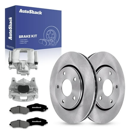 AutoShack Front Brake Rotors Premium Ceramic Brake Pads Calipers | Replacement for 2009-2011 Dodge Journey 2.4L 3.5L 3.6L V6 AWD FWD | 8-PC Brake Kit