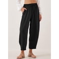 thumbnail image 2 of Pantalones EVALESS Summer de cintura alta holgados negros para mujer, 2 of 7