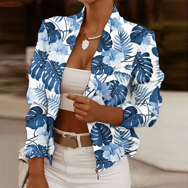 Puntoco Chaqueta de manga larga con bolsillos para mujer, estilo casual, con cremallera frontal abierta Puntoco Puntoco-1