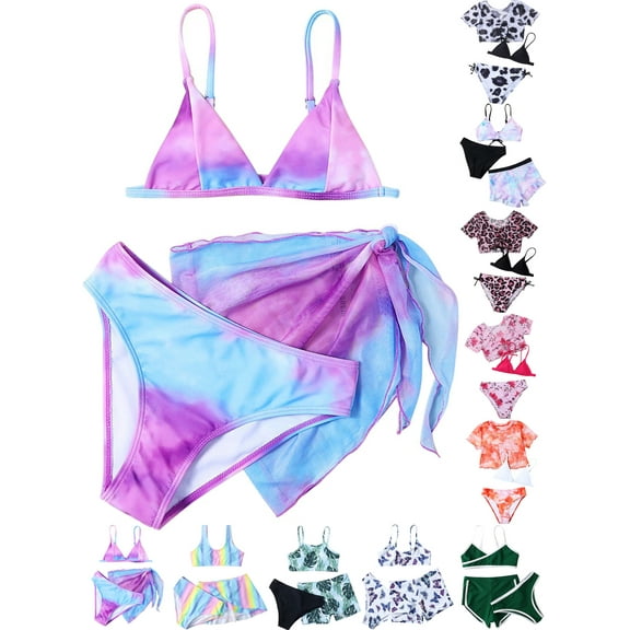 SILVERCELL Kids Girl 3 Pack Bikini Set Swimwear Bathing Suit Beach Swimsuit 7-13 Years