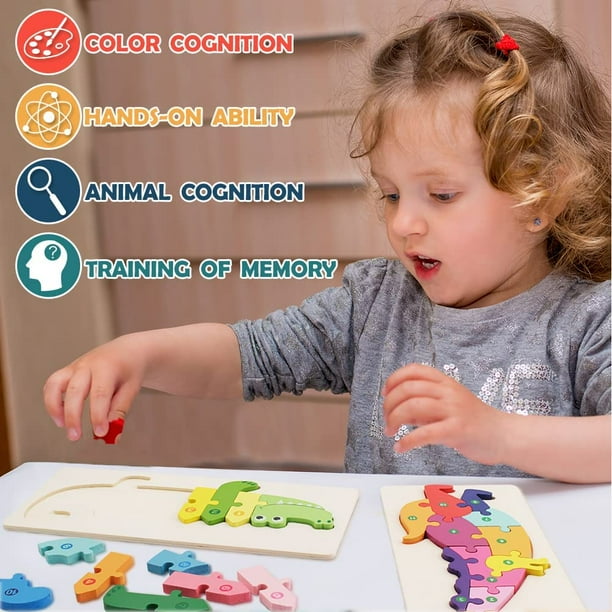 Toddler Puzzles Wooden Puzzle for Toddlers 3 Pack Animals