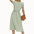 thumbnail image 3 of Robe Décontractée Unie Col en V Taille Fraîche pour Femmes, 3 of 5