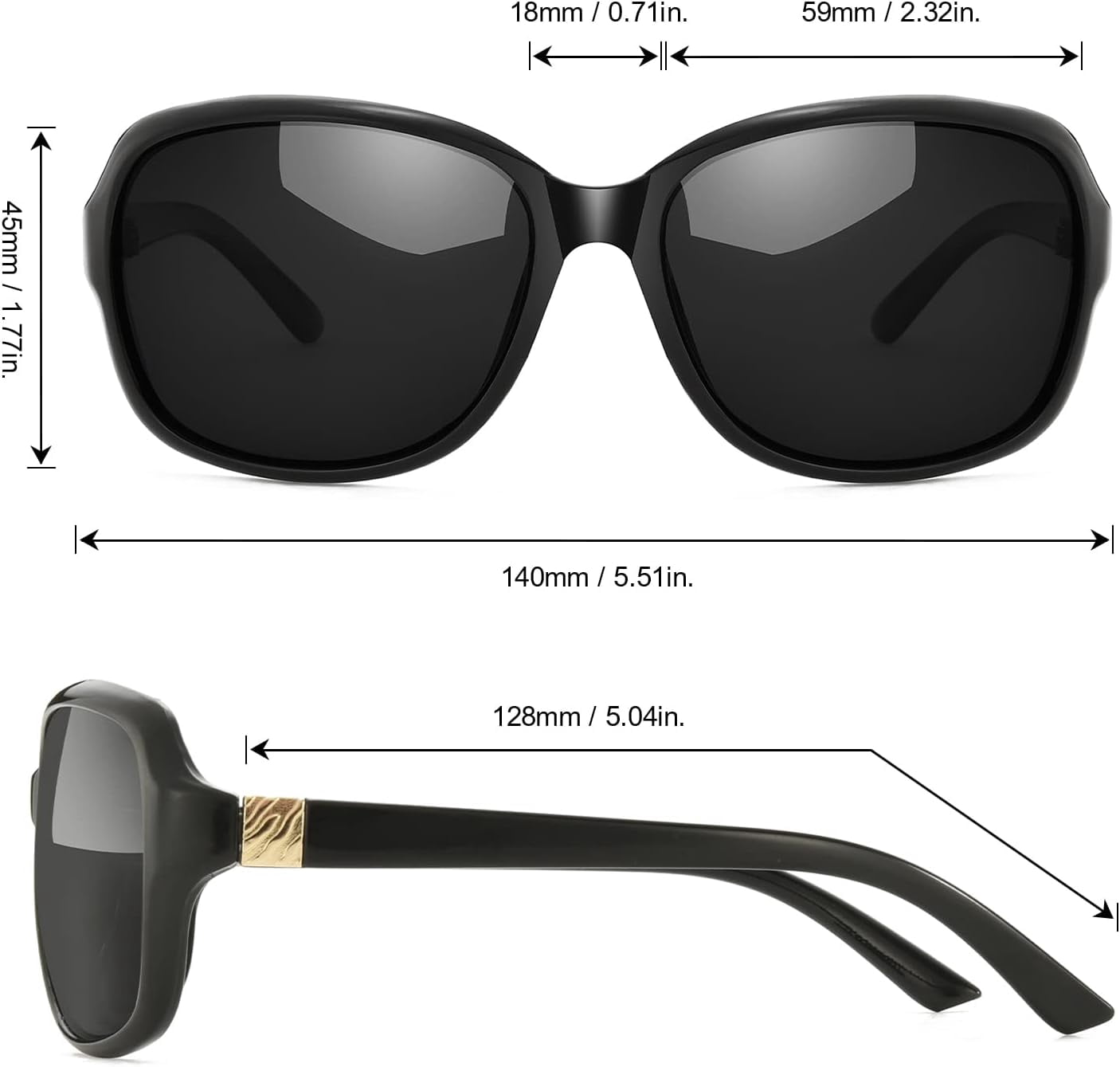 SIPHEW Polarized Sunglasses Womens, Classic Square Sun Glasses for women with UV Protection Wrap Shades