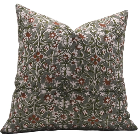 Fabdivine Hand Block Print Duck Canvas Decorative Pillow Covers, 12X20, Mahalaxmi