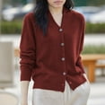thumbnail image 2 of Idoravan cardigan sweaters for women 50% off Clear Women's Casual Solid Color Loose Cardigan Long Sleeved Sweater Jacket Wine Free Size, 2 of 5