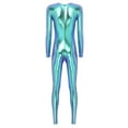 thumbnail image 2 of iixpin Women's Metallic Shiny Long Sleeve Back Zipper Jumpsuit One Piece Full Body Fitness Bodysuit Blue XXL, 2 of 7