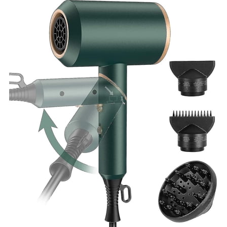 2023 - Folding Travel Hairdryer Small 2000 W, Light Hair Dryer Ion With 2 Styling Nozzles And 1 Diffuser