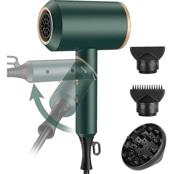 2023 - Folding Travel Hairdryer Small 2000 W, Light Hair Dryer Ion With 2 Styling Nozzles And 1 Diffuser