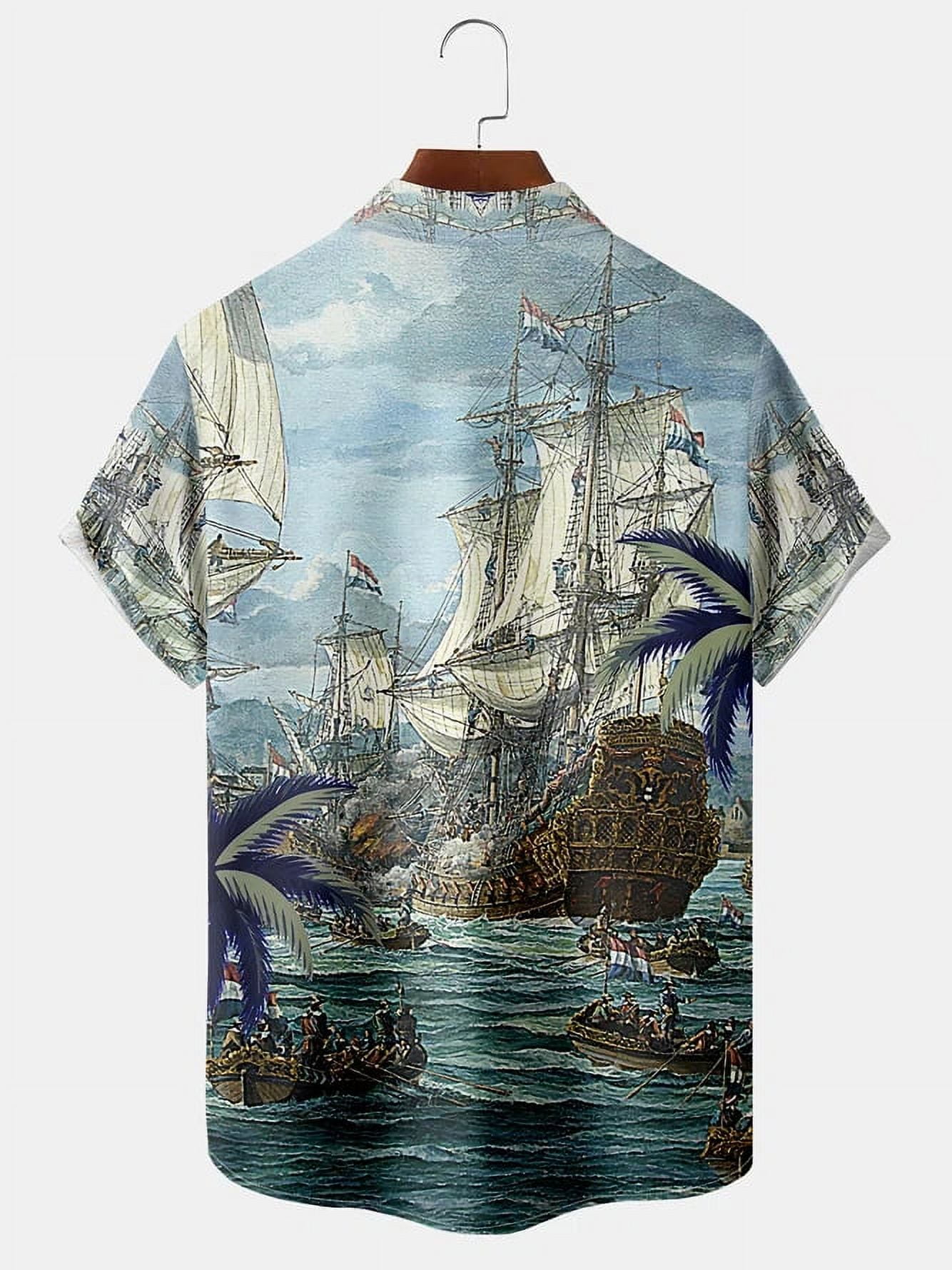 Men's Ocean Print clothing top Casual Fabric Fashion Hawaiian