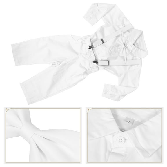 OUNONA Toddler Boy Suit Gentleman Style White Cotton Washable Outfit For Baby Shower
