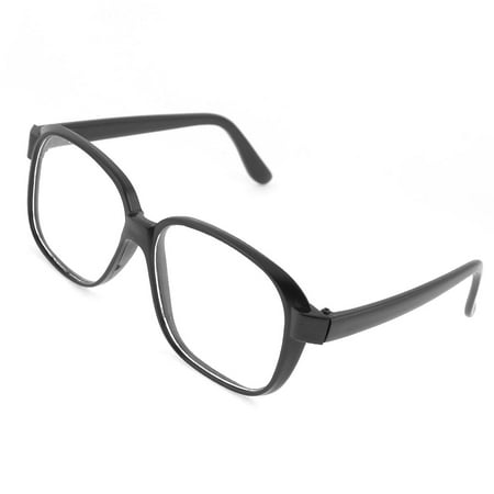 Unique Bargains Ladies Man Black Polished Frame Full Rim Square Shape Lens Welding Plain Glasses