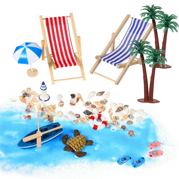 Dollhouse Beach Set Toy Landscape Accessories Dolls House Accessories Miniature Beach Accessories Pool Party
