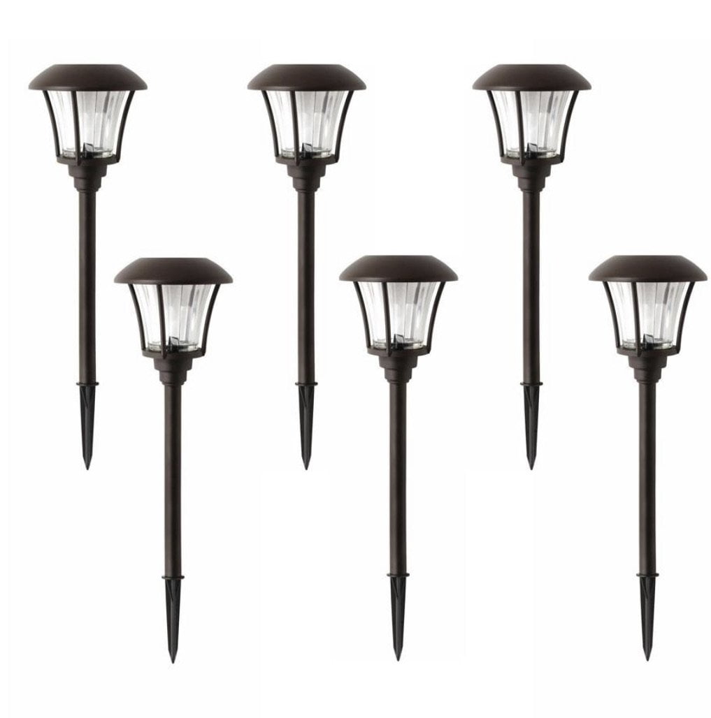Hampton Bay Solar Outdoor Integrated LED Landscape Path Light 10 Lumens Bronze (8-Pack)
