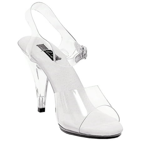 - 4 Inch Sexy Sandal Style High Heel Shoe With Ankle Strap Clear