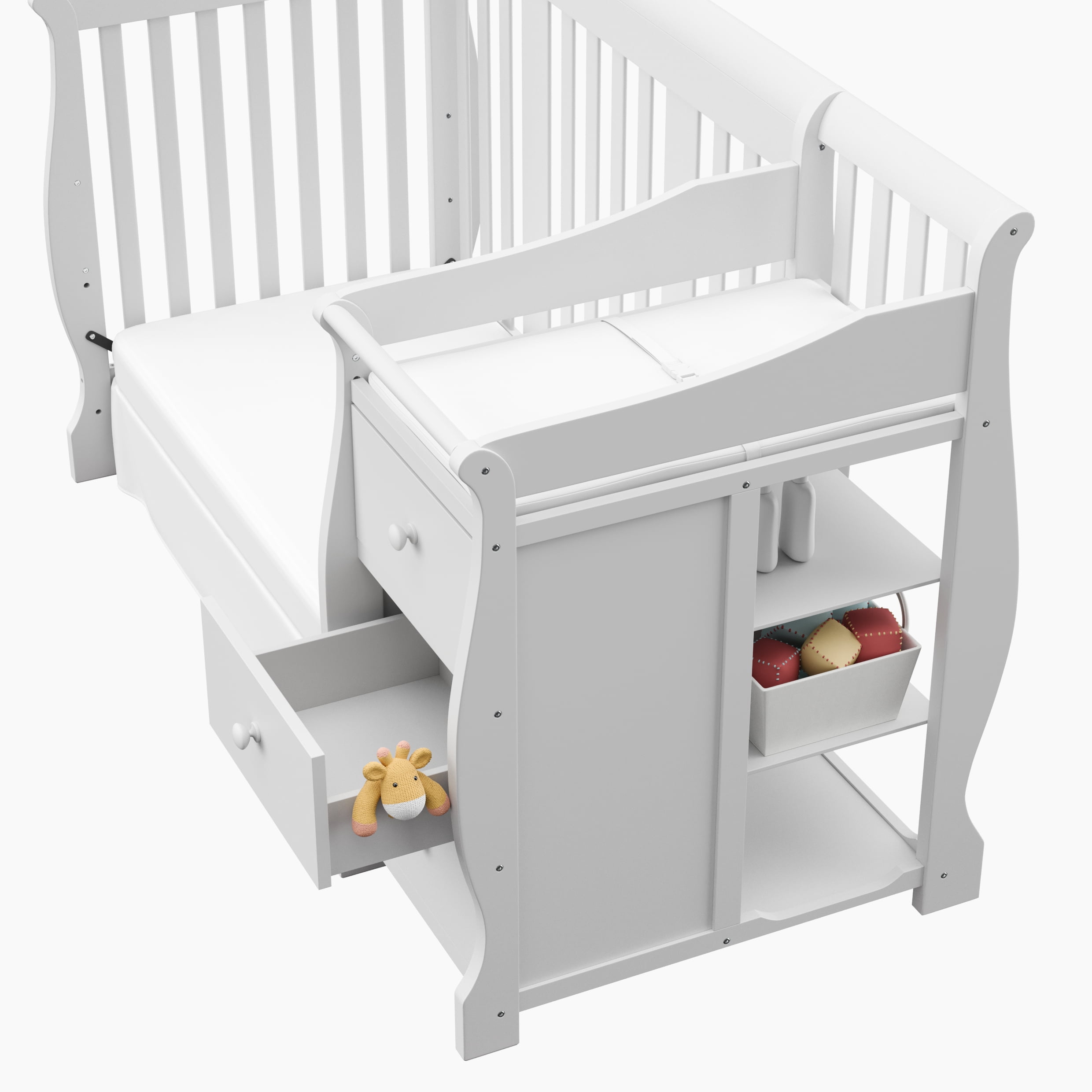 Storkcraft Portofino 5-in-1 Convertible Baby Crib and Changer, White