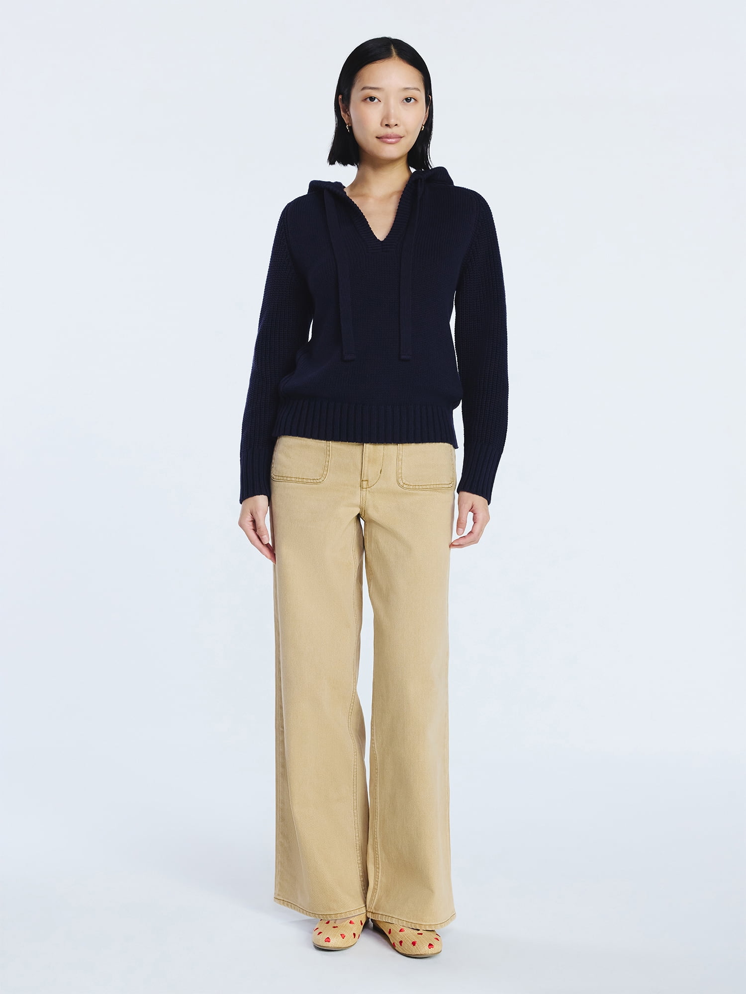 Free Assembly Women's Cotton Hoodie Sweater with Long Sleeves, Sizes XS-XXL