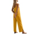 thumbnail image 2 of HOWPAY Women Jumpsuits Casual Sleeveless Spaghetti Strap Boho Wide Leg Long Pants Romper with Pockets Summer Beach Vacation Clothes Yellow M, 2 of 6