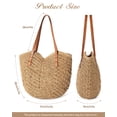 thumbnail image 2 of Bolsa de playa de paja Loiyadn, grande, para mujer, con cremallera, color caqui, 2 of 7