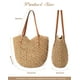thumbnail image 2 of Bolsa de playa de paja Loiyadn, grande, para mujer, con cremallera, color caqui, 2 of 7