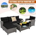 thumbnail image 4 of Costway 4 PCS Patio Rattan Furniture Set Sofa Ottoman Cushion Garden Deck Black, 4 of 10