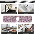 thumbnail image 7 of Coolnut Flowers Hummingbird Sink Splash Guard for Faucet 2 Packs Faucet Absorbent Mats, Summer Purple Floral Faucet Handle Drip Catcher Quickly Drying Mat for Kitchen Counter, 14.9"x5.5", 7 of 7